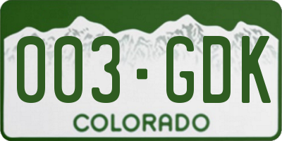 CO license plate 003GDK