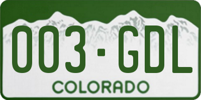 CO license plate 003GDL