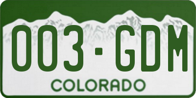 CO license plate 003GDM