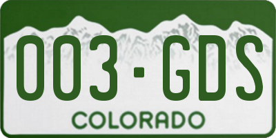 CO license plate 003GDS