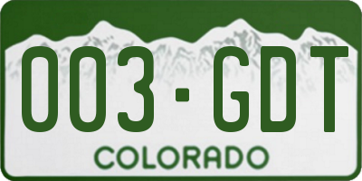 CO license plate 003GDT