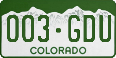 CO license plate 003GDU
