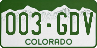 CO license plate 003GDV