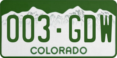 CO license plate 003GDW