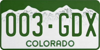 CO license plate 003GDX