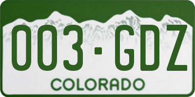 CO license plate 003GDZ