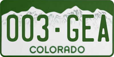 CO license plate 003GEA