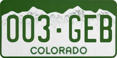 CO license plate 003GEB