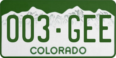 CO license plate 003GEE