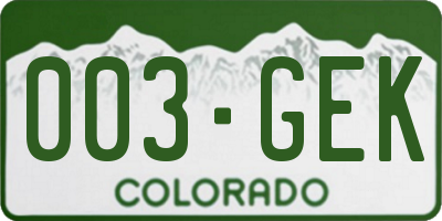 CO license plate 003GEK