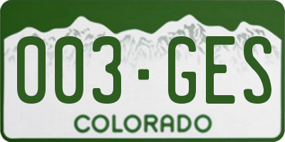 CO license plate 003GES