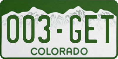 CO license plate 003GET