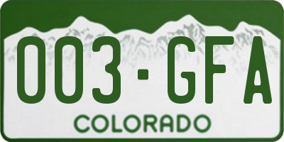 CO license plate 003GFA