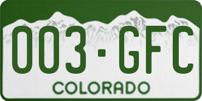 CO license plate 003GFC