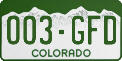 CO license plate 003GFD