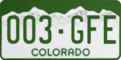 CO license plate 003GFE