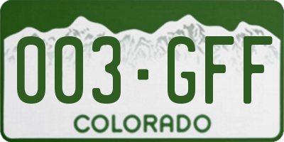 CO license plate 003GFF