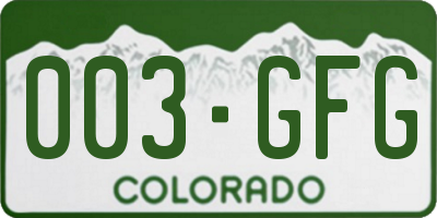 CO license plate 003GFG