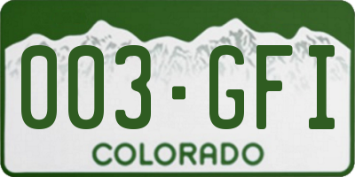 CO license plate 003GFI