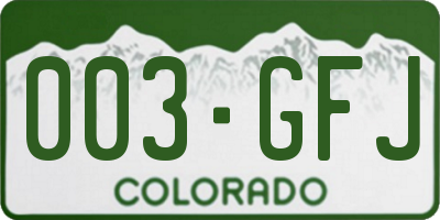 CO license plate 003GFJ