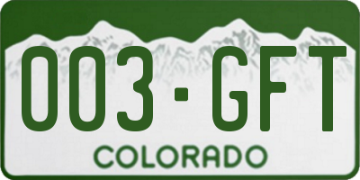 CO license plate 003GFT