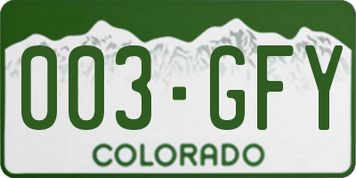 CO license plate 003GFY