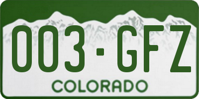 CO license plate 003GFZ