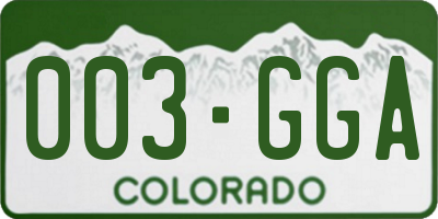 CO license plate 003GGA