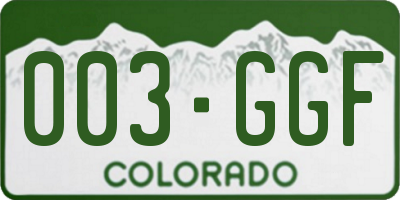 CO license plate 003GGF