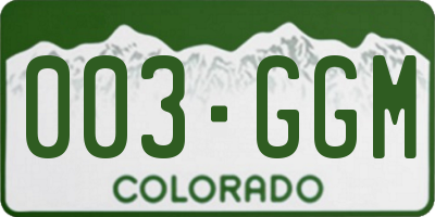 CO license plate 003GGM