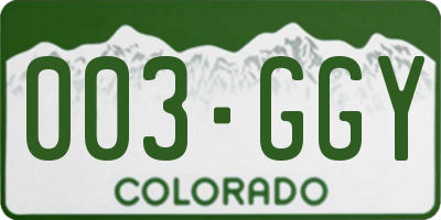 CO license plate 003GGY