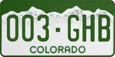 CO license plate 003GHB