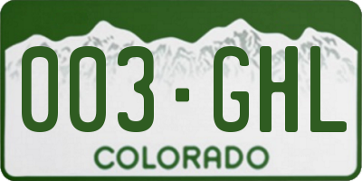 CO license plate 003GHL