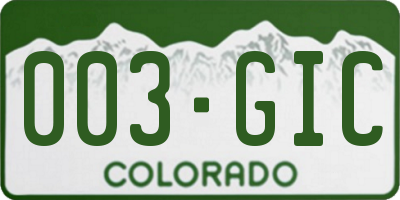 CO license plate 003GIC