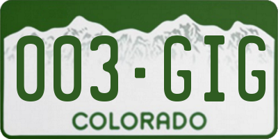 CO license plate 003GIG