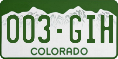 CO license plate 003GIH
