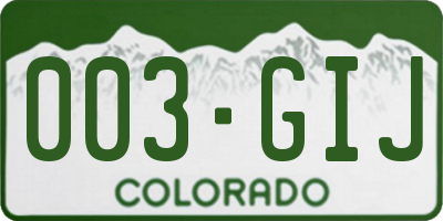 CO license plate 003GIJ
