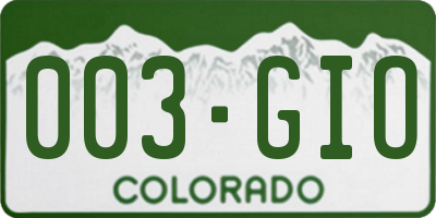 CO license plate 003GIO
