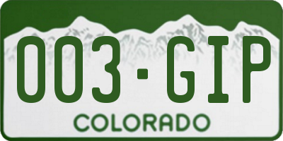CO license plate 003GIP