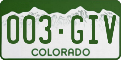 CO license plate 003GIV