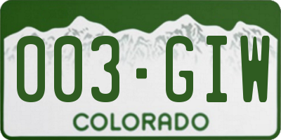 CO license plate 003GIW
