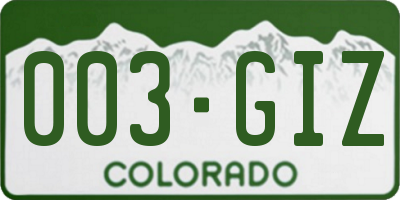 CO license plate 003GIZ