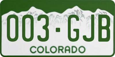 CO license plate 003GJB