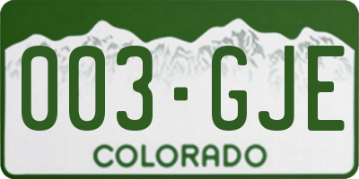 CO license plate 003GJE