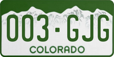 CO license plate 003GJG