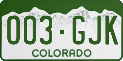 CO license plate 003GJK
