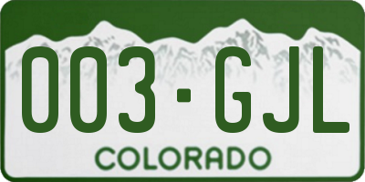CO license plate 003GJL