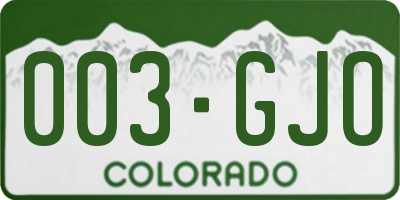 CO license plate 003GJO