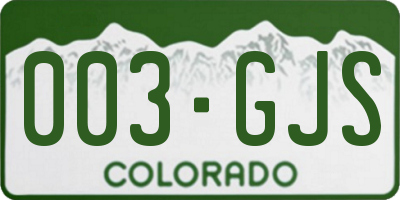 CO license plate 003GJS