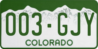 CO license plate 003GJY
